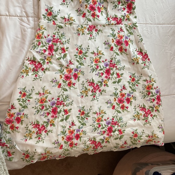 Forever 21 lined floral dress Large shoulder tie and adjustable tie corset bust - Picture 2 of 7